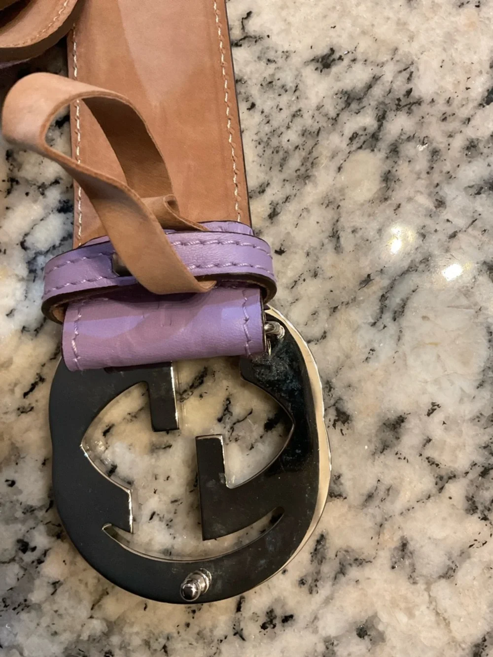 Gucci Lavender Belt with Silver Buckle
